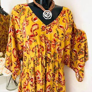 PLUS SIZE  Maxi Dress, 3X, CATO, cotton long dress, fall dress, floral, flowers